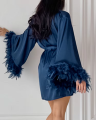 Feathers Long Sleeve Sleepwear Female Bra Casual Suits With Shorts
