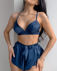 Feathers Long Sleeve Sleepwear Female Bra Casual Suits With Shorts