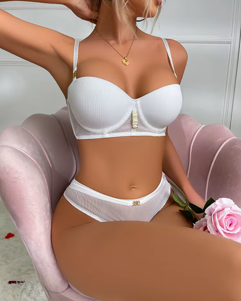 Gathering Comfortable Anti Sagging Underwear Push Up Bra Set