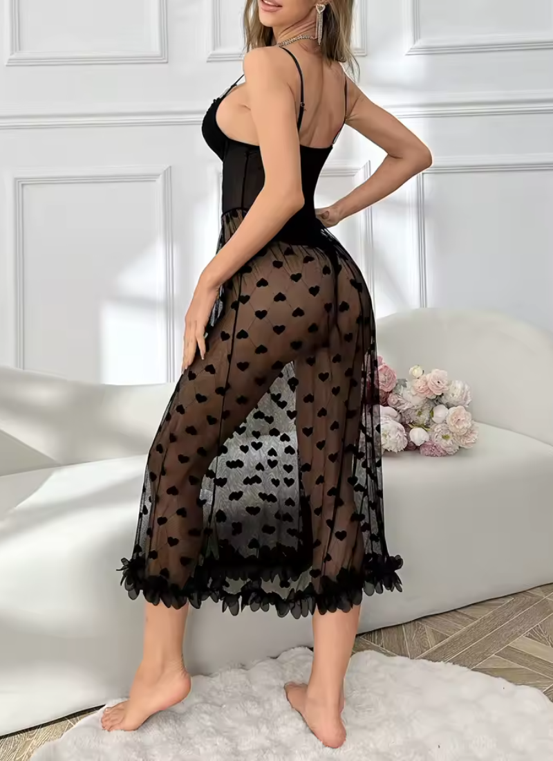 Pearl Intimate Decoration Lace Pajama Long Night Dress