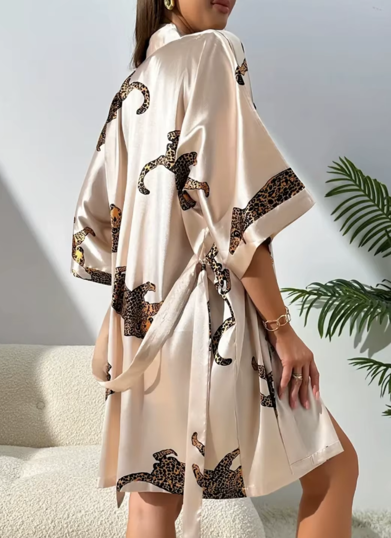 Imitation silk V-neck long suspender two-piece set