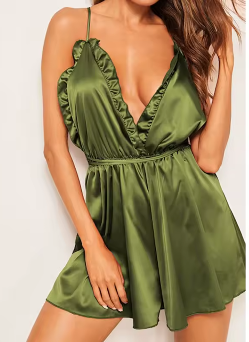 Rayon V Neck Sling Satin Backless Sleep dressing sleepwear