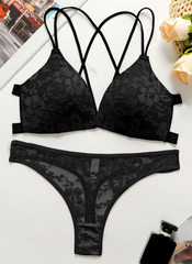 Beautiful back lace front buckle comfortable underwear bra set