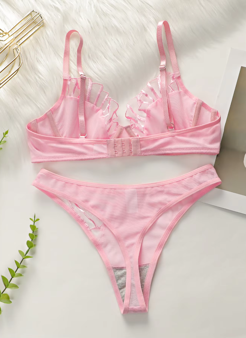 High-Quality Design butterfly Line Mesh Two Pieces Bra