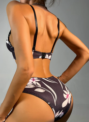 Printed Steel Ring Push Up Bra And Underwear Set