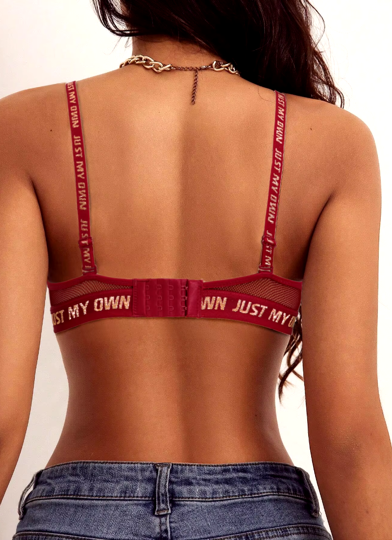 Letter Print Mesh Underwear Breathable Bra