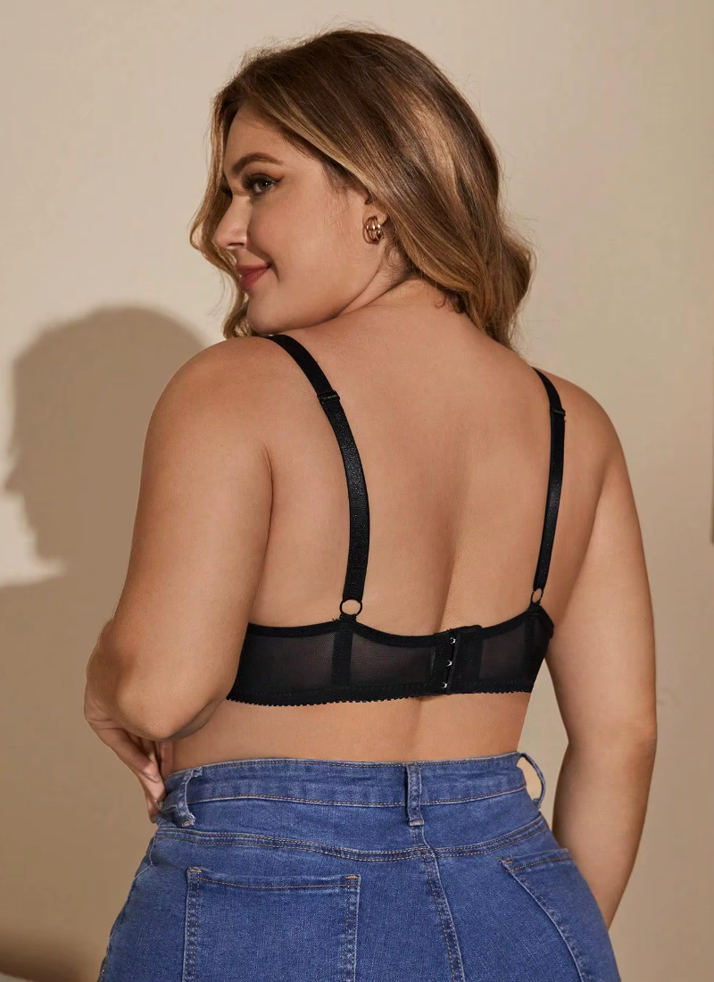 Letter Print Mesh Underwear Breathable Bra