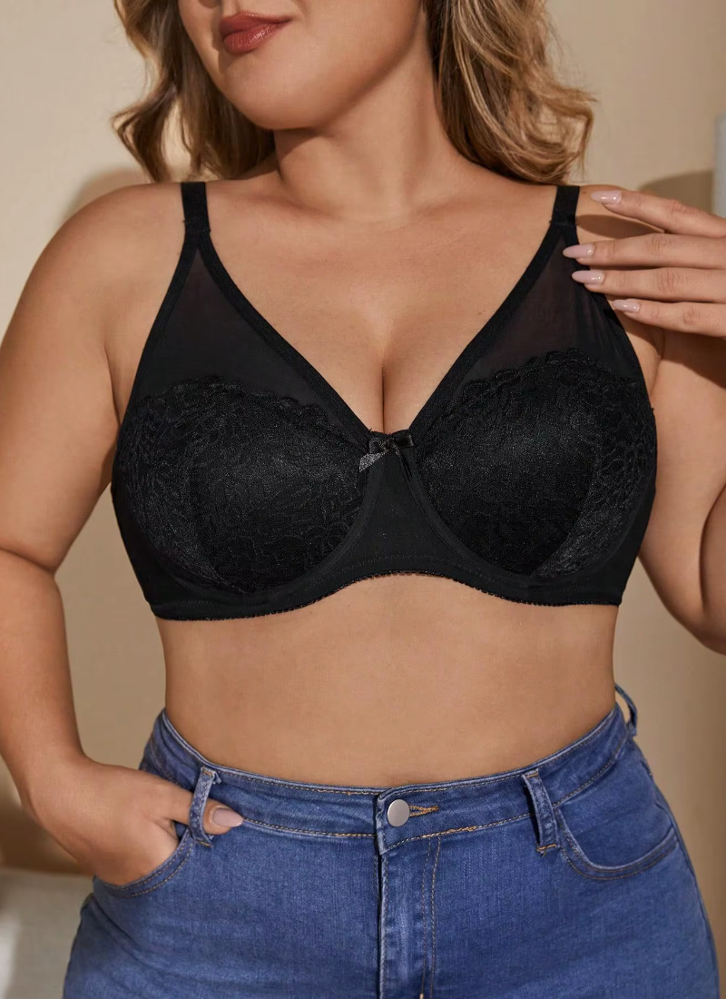 Letter Print Mesh Underwear Breathable Bra
