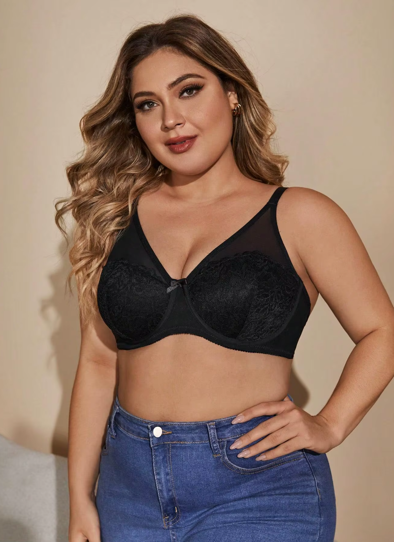 Letter Print Mesh Underwear Breathable Bra