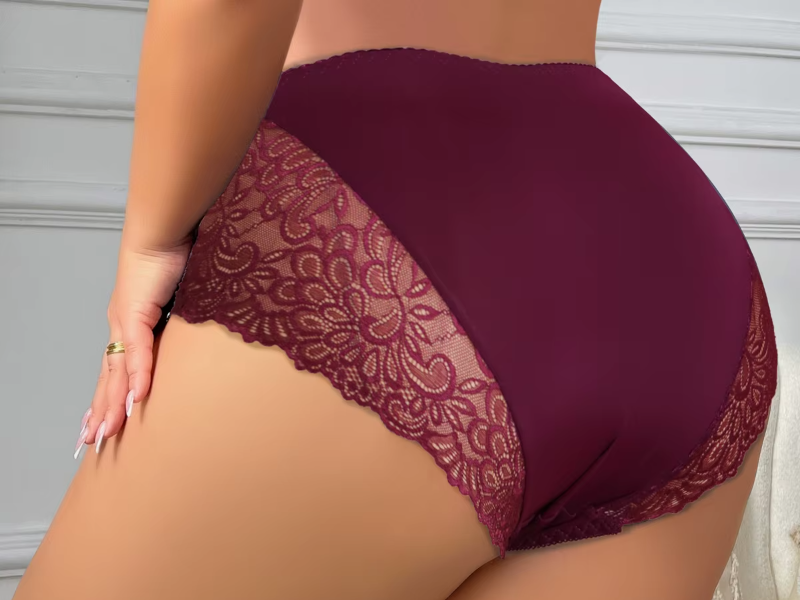 Big Size Lace Underwear Breathable Plain Underpants