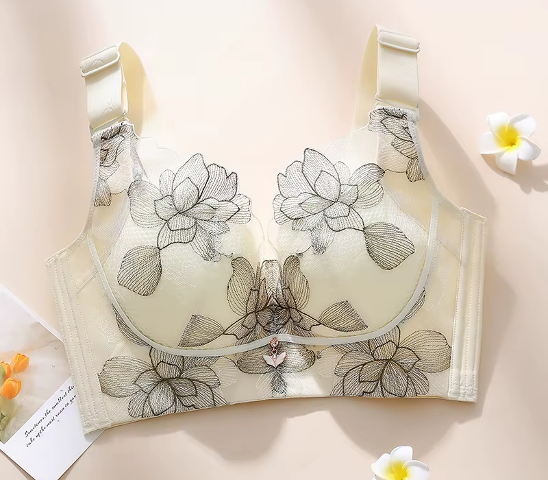 Adjustable Flower embroidery Wireless Push up Lingerie Bras