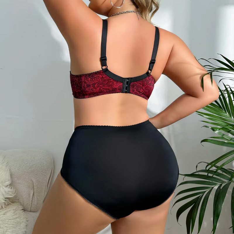 Floral Print Lingerie Thin Panties and Bra Set