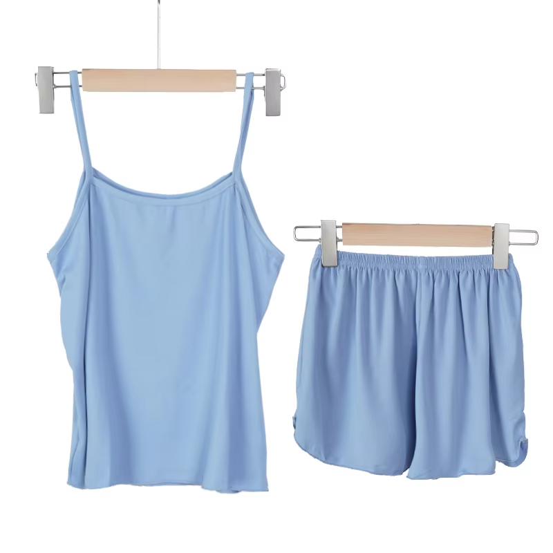 Round Neck Soft Breathable Tank Top Shorts Nightwear Set