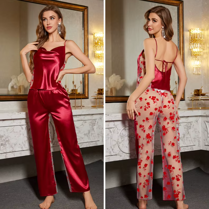 Perspective Mesh Trouser Intimate Satin Nightwear