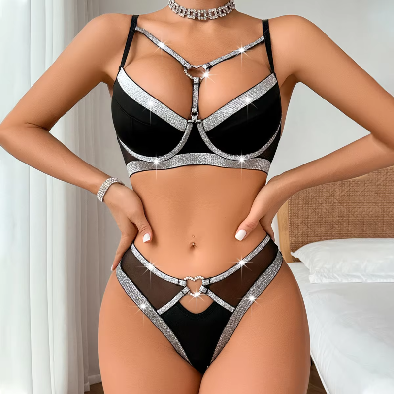 Tight Gathering Splicing Breathable Underwear Two-piece Set