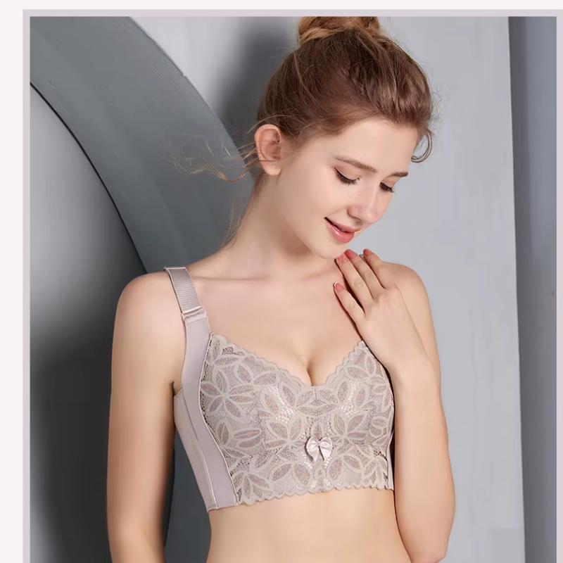 Full Coverage Wire Free Lace Floral Embroidery bra sets