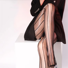 Slimming Vertical Stripes Shiny Lines Stockings