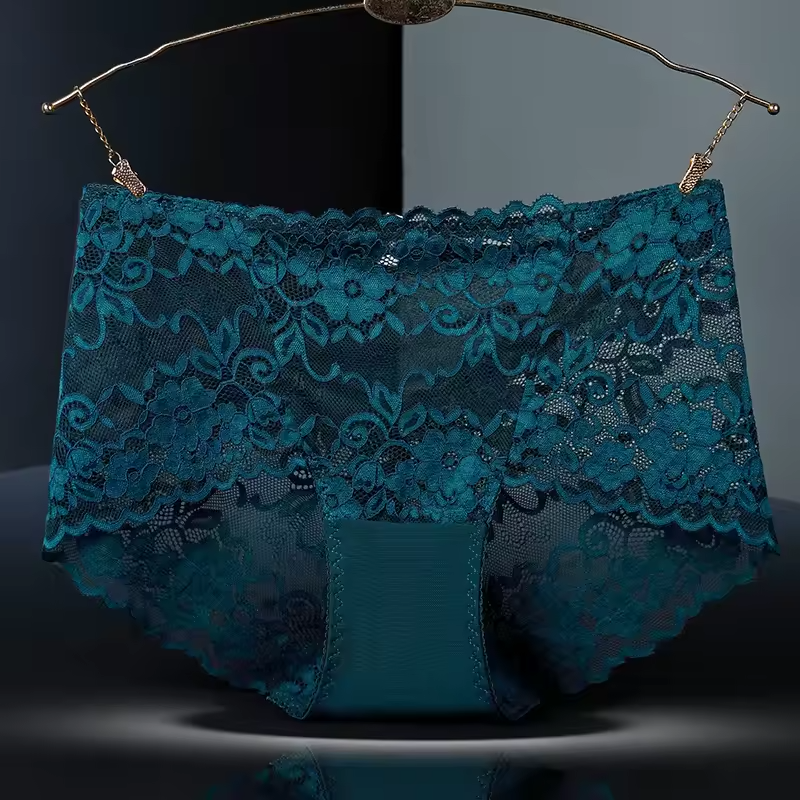 Middle Waist Lace Embroidery Comfort Intimates Breathable Underpants