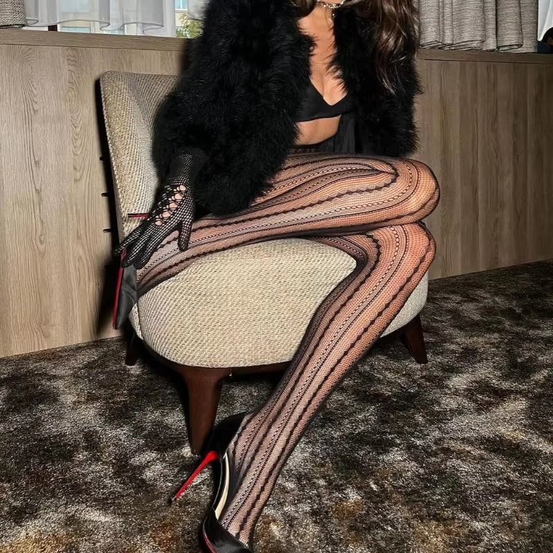 Super Elastic Spring Autumn Striped Stockings