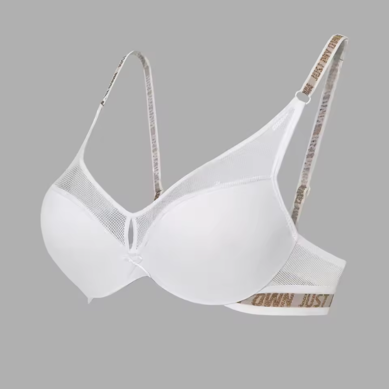 Letter Print Mesh Underwear Breathable Bra