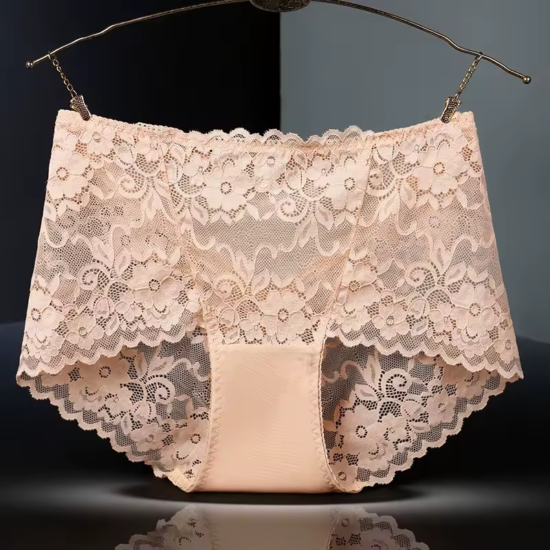 Middle Waist Lace Embroidery Comfort Intimates Breathable Underpants
