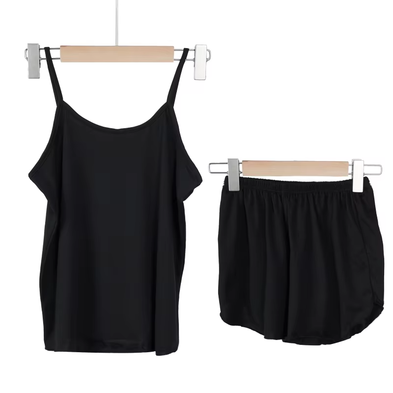 Round Neck Soft Breathable Tank Top Shorts Nightwear Set
