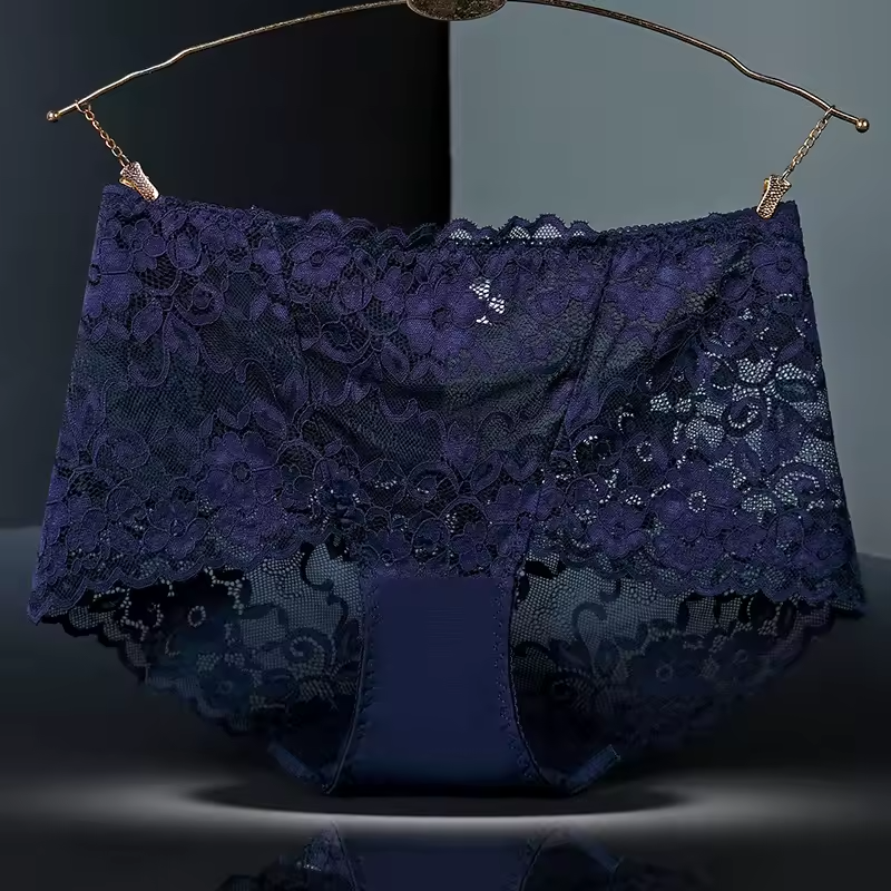 Middle Waist Lace Embroidery Comfort Intimates Breathable Underpants
