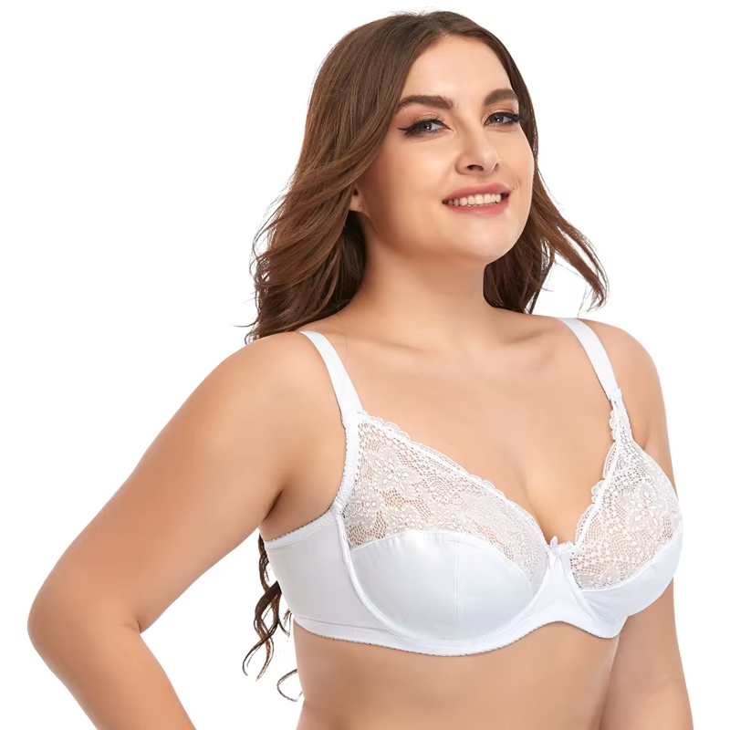 Floral Lace Underwear Plain Plus Size Breathable Bra