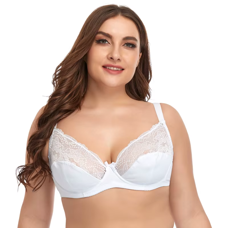 Floral Lace Underwear Plain Plus Size Breathable Bra