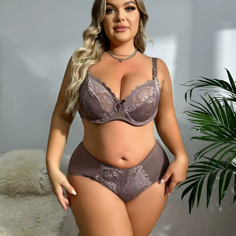 Floral Lace Underwire lingerie Bra and Panty Set
