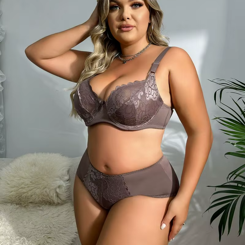 Floral Lace Underwire lingerie Bra and Panty Set
