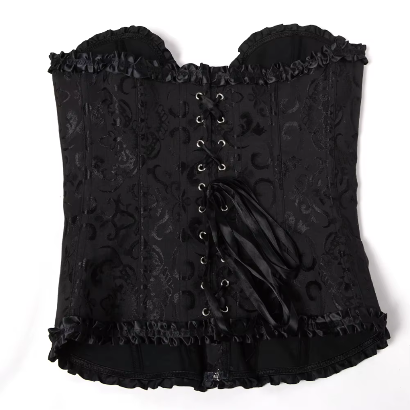 Corset Lace Up Boned Overbust Bustier Bodyshaper