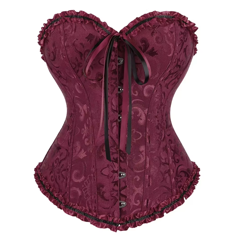Corset Lace Up Boned Overbust Bustier Bodyshaper