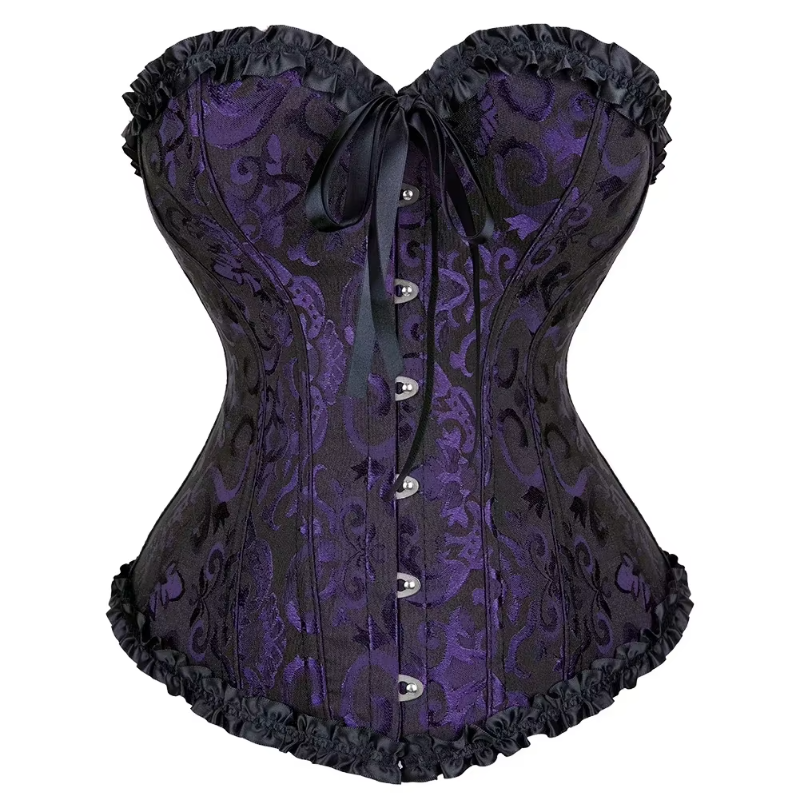 Corset Lace Up Boned Overbust Bustier Bodyshaper