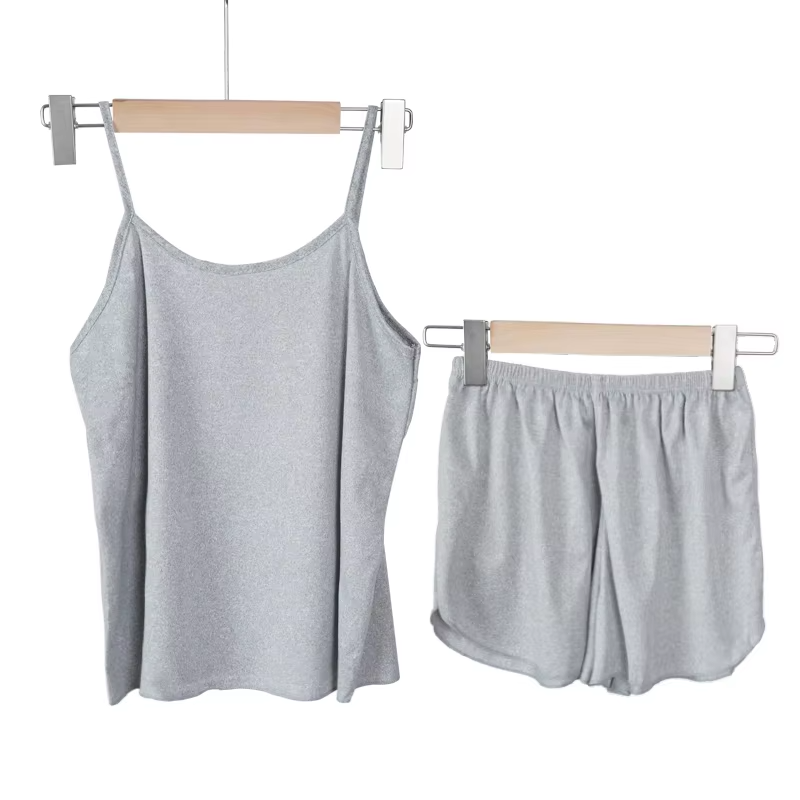 Round Neck Soft Breathable Tank Top Shorts Nightwear Set