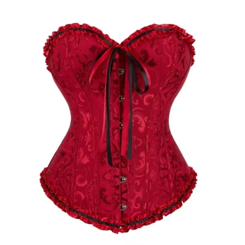 Corset Lace Up Boned Overbust Bustier Bodyshaper