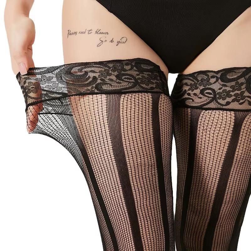 Striped Silicone Anti Slip Long  Stockings