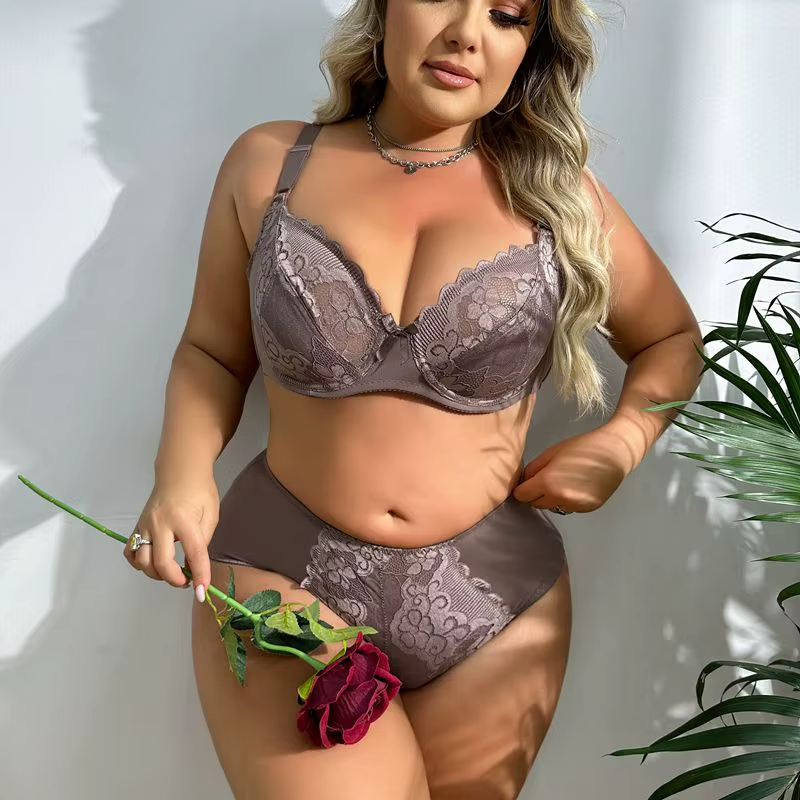 Floral Lace Underwire lingerie Bra and Panty Set