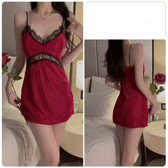 Suspender Simple Lace-up Nightgown Underwear Pajamas Set