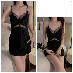 Suspender Simple Lace-up Nightgown Underwear Pajamas Set
