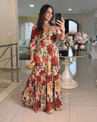Raiene Off Flor Nude And Terracotta Maxi Dress