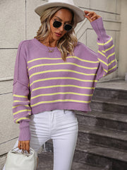 Talilah Stripe Knit Top - Lavender