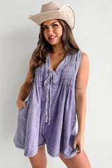 Texas Babydoll Denim Mini Dress - Lavender