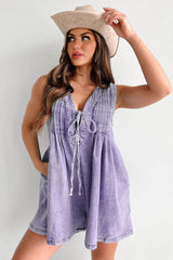 Texas Babydoll Denim Mini Dress - Lavender