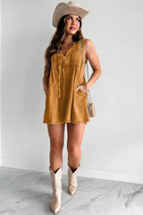 Texas Babydoll Denim Mini Dress - Mustard