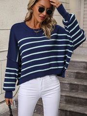 Talilah Stripe Knit Top - Navy