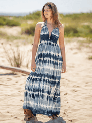 Beach Paradise Tie-Dye Maxi Dress - Navy