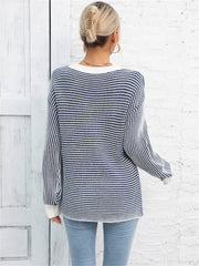 Daydreamer Striped Knit Sweater - Navy