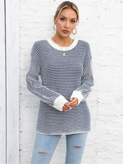 Daydreamer Striped Knit Sweater - Navy