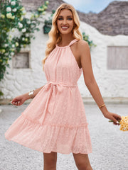 Priscilla Halter Babydoll Mini Dress - Pink